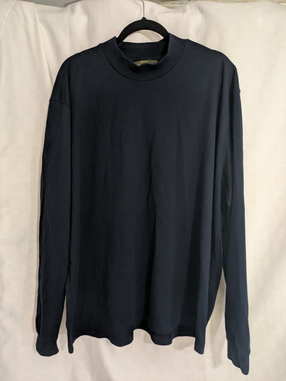 Orvis Men XL Pima Cotton Mock Neck Shirt Long Sleeve Navy Blue Peru